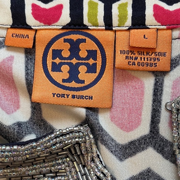 Tory Burch Multicoloured Beaded Silk Tunic Top - Picture 2 of 11
